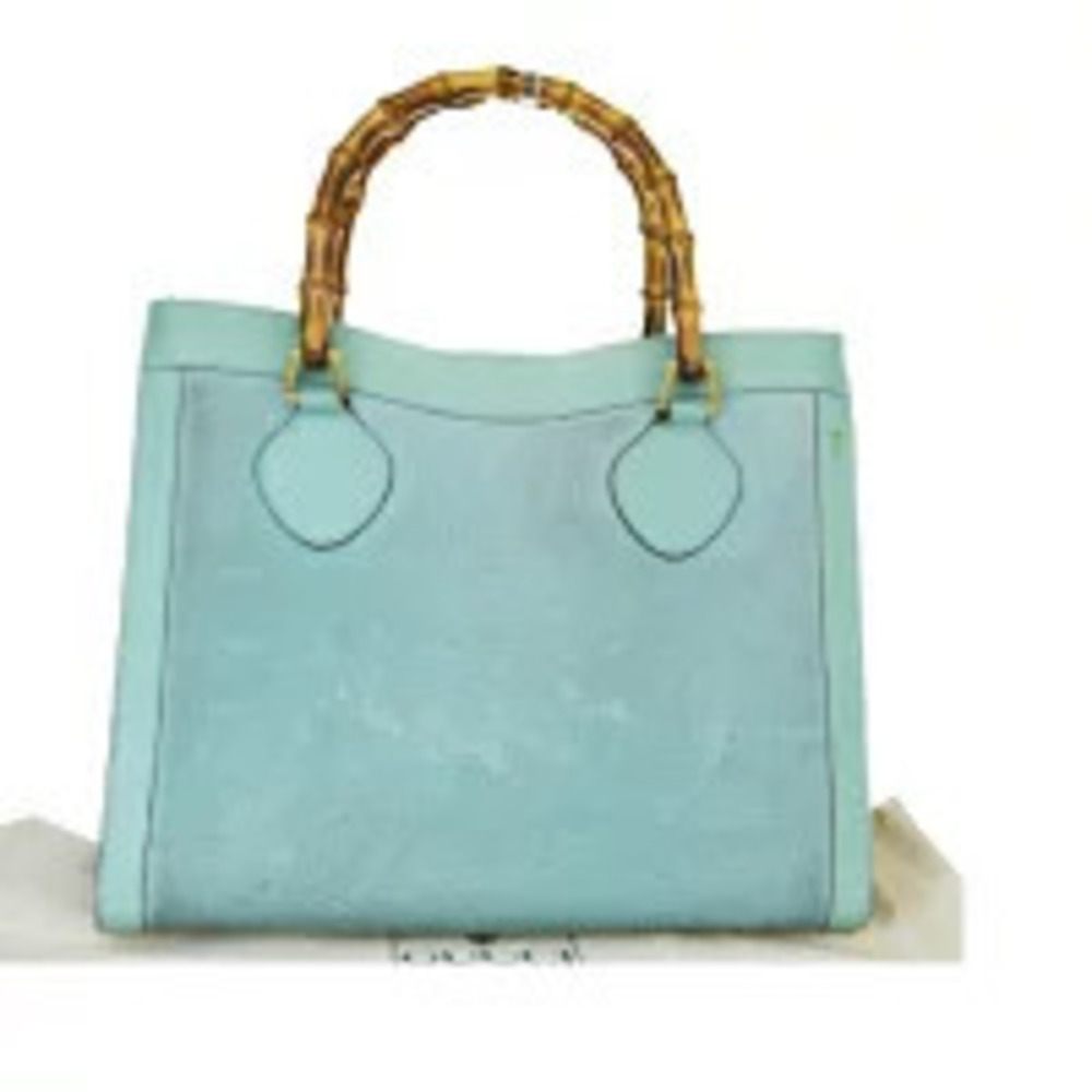 Gucci Bamboo Suede Leather Handbag Emerald Green